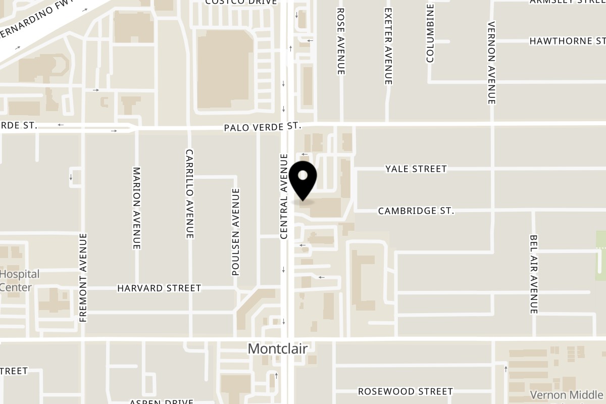 Map showing the location of Mr. You Chinese Food on 9589 Central Ave in Montclair